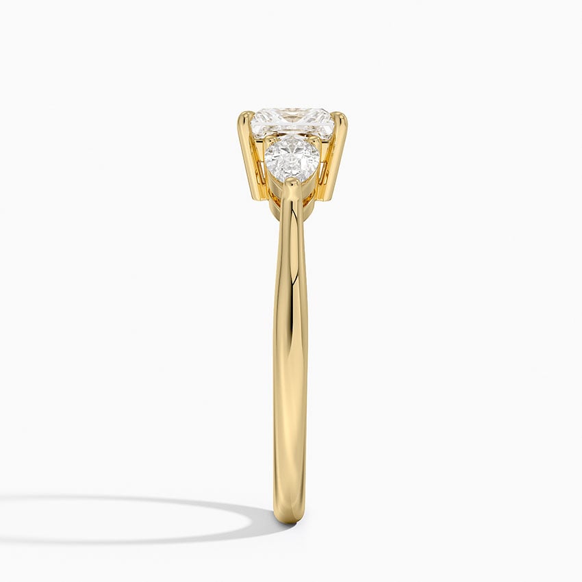 Opera Three Stone Diamond Ring Yellow Gold 18k Princess Engagement Ring