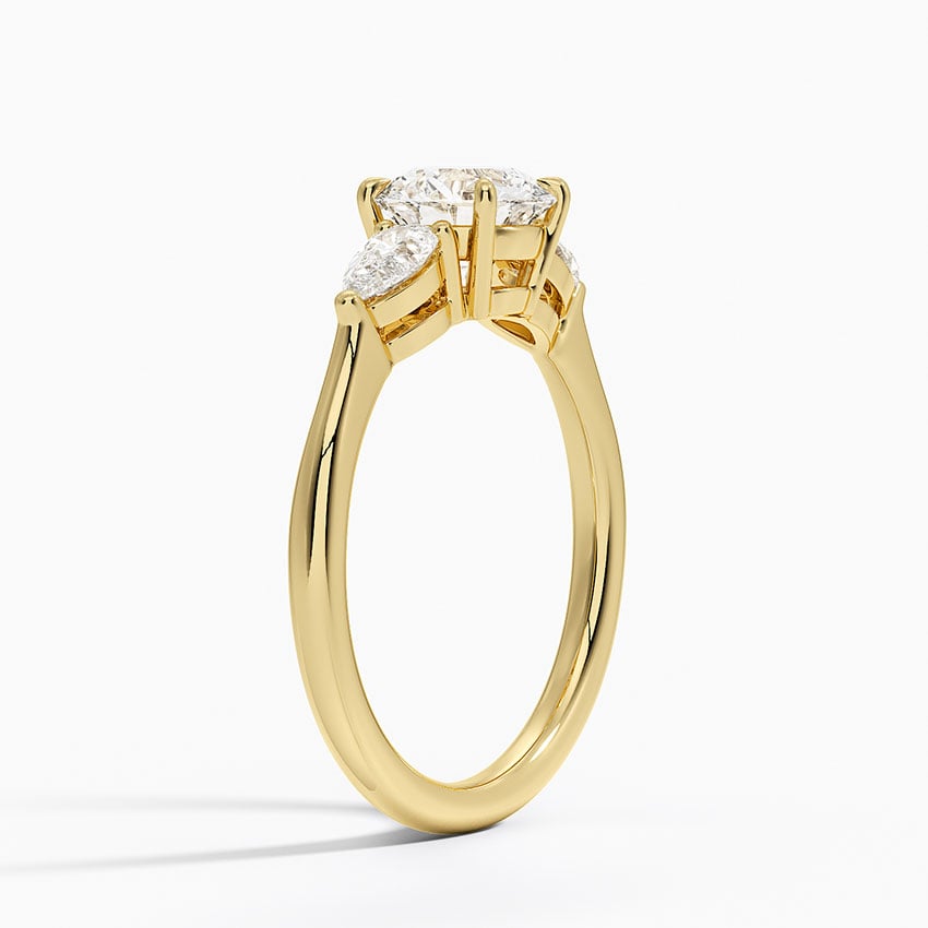 Opera Three Stone Diamond Ring Yellow Gold 18k Round Engagement Ring