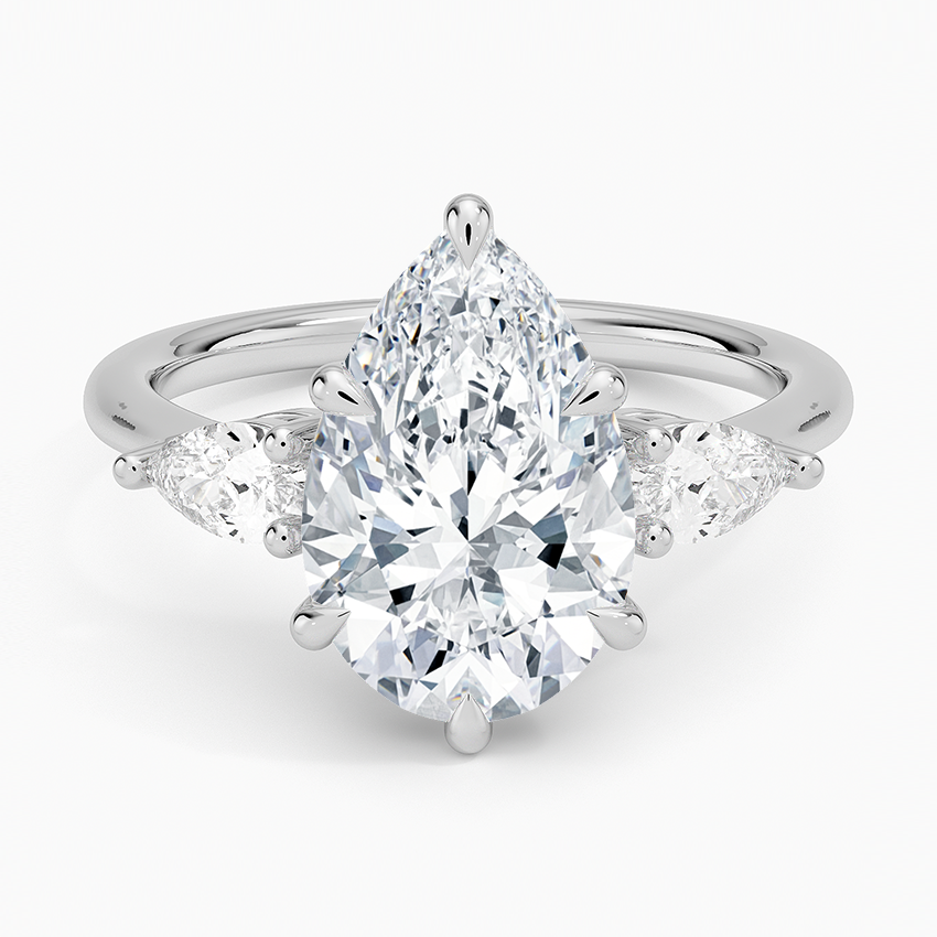 Opera Three Stone Diamond Ring Platinum Pear Engagement Ring