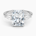 Opera Three Stone Diamond Ring Platinum Radiant Engagement Ring