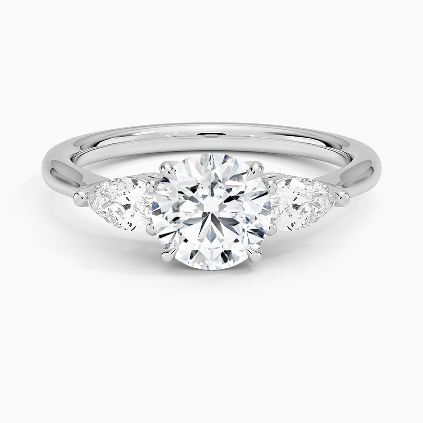 Opera Three Stone Diamond Ring Platinum Round Engagement Ring