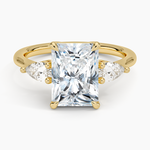 Opera Three Stone Diamond Ring Yellow Gold 18k Radiant Engagement Ring
