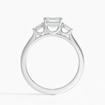 Petite Cometa Perfect Fit Three Stone Diamond Ring Platinum Asscher Engagement Ring