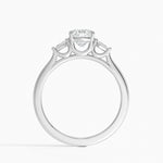 Petite Cometa Perfect Fit Three Stone Diamond Ring Platinum Cushion Engagement Ring
