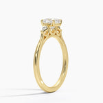 Petite Cometa Perfect Fit Three Stone Diamond Ring Yellow Gold 18k Cushion Engagement Ring