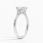 Petite Cometa Perfect Fit Three Stone Diamond Ring Platinum Emerald Engagement Ring