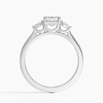 Petite Cometa Perfect Fit Three Stone Diamond Ring Platinum Emerald Engagement Ring