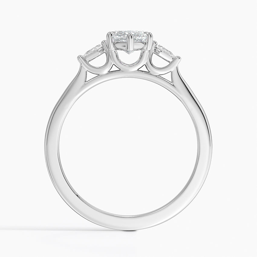 Petite Cometa Perfect Fit Three Stone Diamond Ring Platinum Marquise Engagement Ring