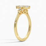 Petite Cometa Perfect Fit Three Stone Diamond Ring Yellow Gold 18k Marquise Engagement Ring