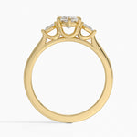 Petite Cometa Perfect Fit Three Stone Diamond Ring Yellow Gold 18k Marquise Engagement Ring