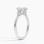 Petite Cometa Perfect Fit Three Stone Diamond Ring Platinum Oval Engagement Ring