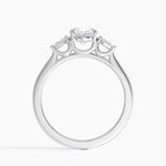 Petite Cometa Perfect Fit Three Stone Diamond Ring Platinum Oval Engagement Ring