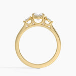 Petite Cometa Perfect Fit Three Stone Diamond Ring Yellow Gold 18k Oval Engagement Ring