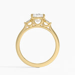 Petite Cometa Perfect Fit Three Stone Diamond Ring Yellow Gold 18k Princess Engagement Ring