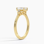 Petite Cometa Perfect Fit Three Stone Diamond Ring Yellow Gold 18k Radiant Engagement Ring