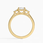 Petite Cometa Perfect Fit Three Stone Diamond Ring Yellow Gold 18k Radiant Engagement Ring