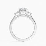 Petite Cometa Perfect Fit Three Stone Diamond Ring Platinum Round Engagement Ring