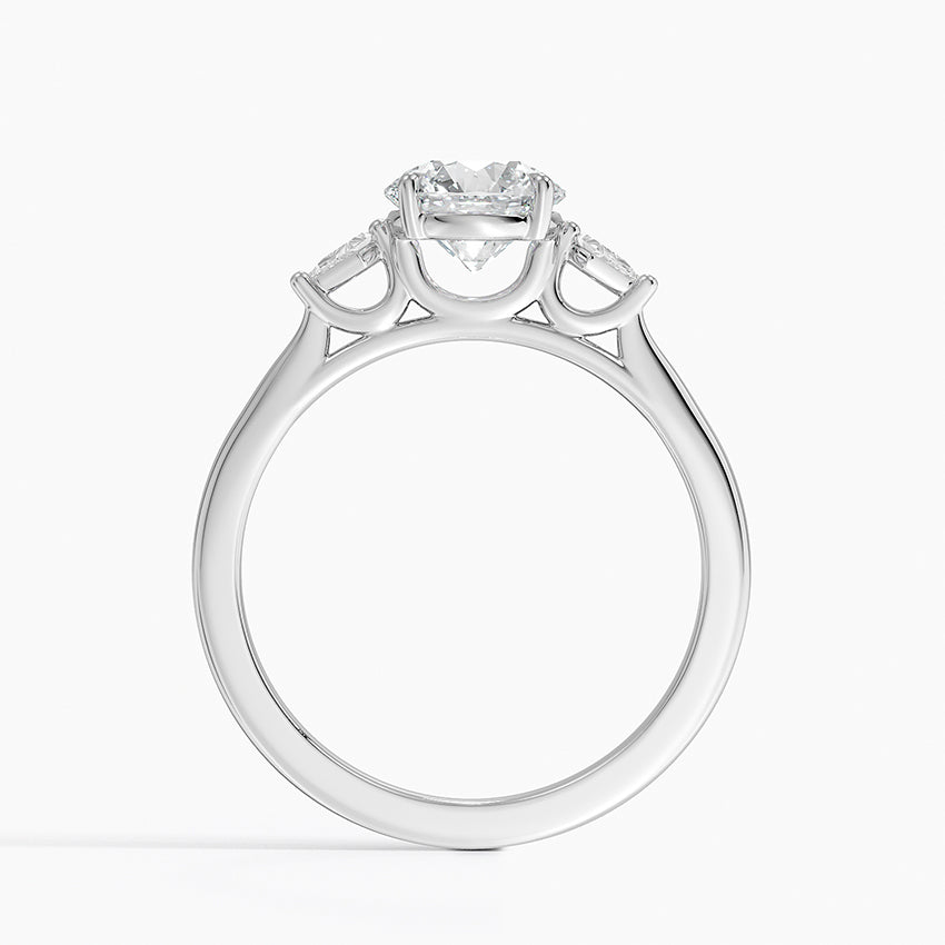 Petite Cometa Perfect Fit Three Stone Diamond Ring Platinum Round Engagement Ring