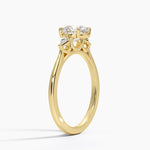 Petite Cometa Perfect Fit Three Stone Diamond Ring Yellow Gold 18k Round Engagement Ring