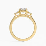 Petite Cometa Perfect Fit Three Stone Diamond Ring Yellow Gold 18k Round Engagement Ring