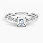 Petite Cometa Perfect Fit Three Stone Diamond Ring Platinum Asscher Engagement Ring