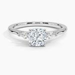 Petite Cometa Perfect Fit Three Stone Diamond Ring Platinum Cushion Engagement Ring