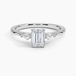 Petite Cometa Perfect Fit Three Stone Diamond Ring Platinum Emerald Engagement Ring