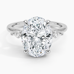 Petite Cometa Perfect Fit Three Stone Diamond Ring Platinum Oval Engagement Ring