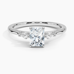 Petite Cometa Perfect Fit Three Stone Diamond Ring Platinum Radiant Engagement Ring