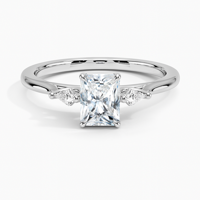 Petite Cometa Perfect Fit Three Stone Diamond Ring Platinum Radiant Engagement Ring