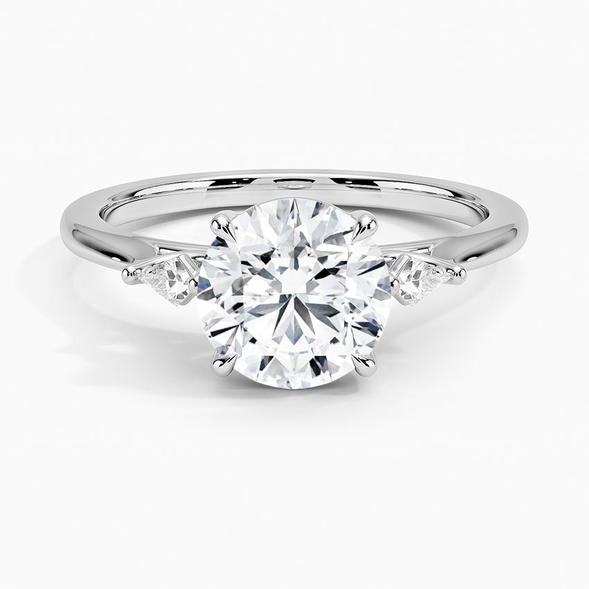 Petite Cometa Perfect Fit Three Stone Diamond Ring Platinum Round Engagement Ring