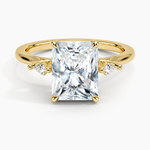 Petite Cometa Perfect Fit Three Stone Diamond Ring Yellow Gold 18k Radiant Engagement Ring