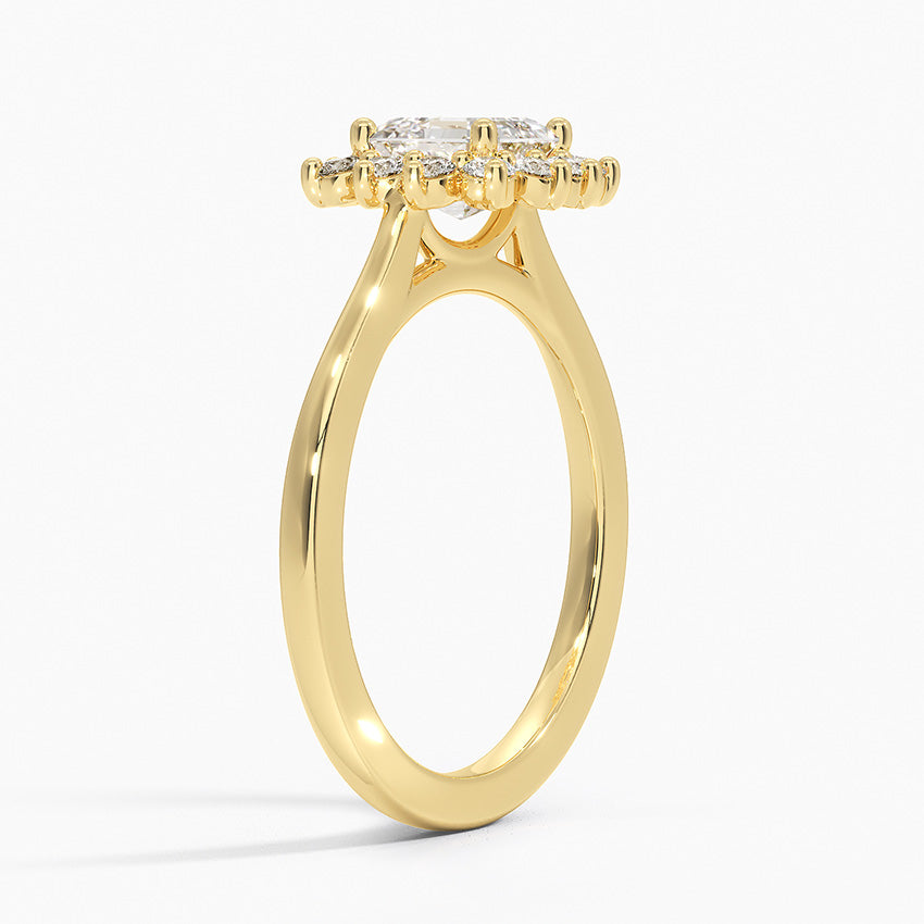 Sunburst Halo Diamond Ring (1/4 ct. tw.) Yellow Gold 18k Asscher Engagement Ring