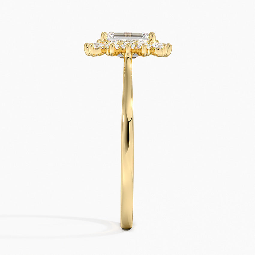 Sunburst Halo Diamond Ring (1/4 ct. tw.) Yellow Gold 18k Emerald Engagement Ring