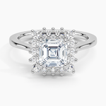 Sunburst Halo Diamond Ring (1/4 ct. tw.) Platinum Asscher Engagement Ring