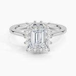 Sunburst Halo Diamond Ring (1/4 ct. tw.) Platinum Emerald Engagement Ring
