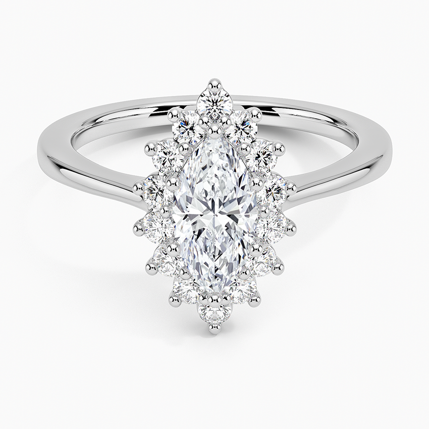Sunburst Halo Diamond Ring (1/4 ct. tw.) Platinum Marquise Engagement Ring