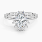 Sunburst Halo Diamond Ring (1/4 ct. tw.) Platinum Oval Engagement Ring