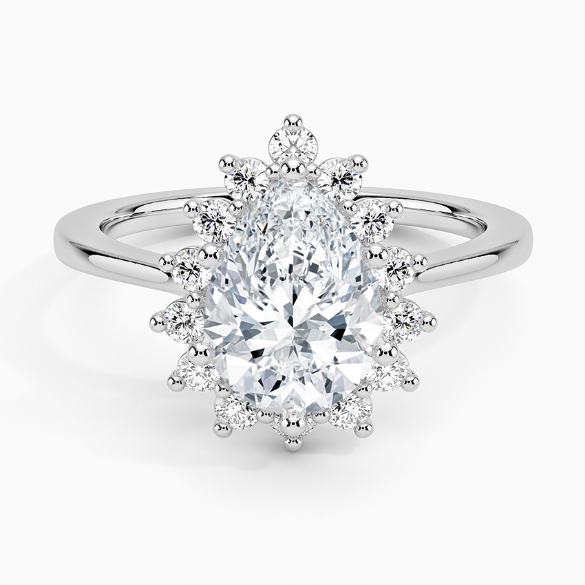 Sunburst Halo Diamond Ring (1/4 ct. tw.) Platinum Pear Engagement Ring
