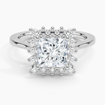 Sunburst Halo Diamond Ring (1/4 ct. tw.) Platinum Princess Engagement Ring