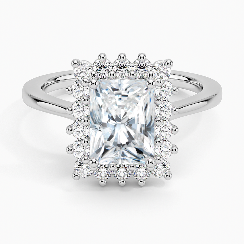 Sunburst Halo Diamond Ring (1/4 ct. tw.) Platinum Radiant Engagement Ring