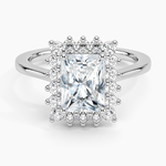 Sunburst Halo Diamond Ring (1/4 ct. tw.) Platinum Radiant Engagement Ring