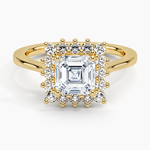 Sunburst Halo Diamond Ring (1/4 ct. tw.) Yellow Gold 18k Asscher Engagement Ring