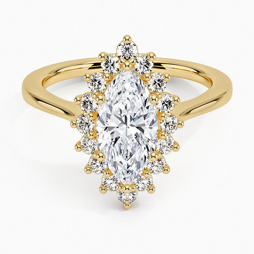 Sunburst Halo Diamond Ring (1/4 ct. tw.) Yellow Gold 18k Marquise Engagement Ring