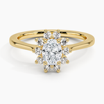 Sunburst Halo Diamond Ring (1/4 ct. tw.) Yellow Gold 18k Oval Engagement Ring
