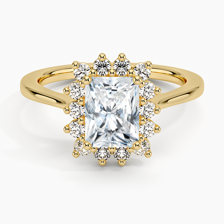 Sunburst Halo Diamond Ring (1/4 ct. tw.) Yellow Gold 18k Radiant Engagement Ring