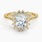 Sunburst Halo Diamond Ring (1/4 ct. tw.) Yellow Gold 18k Radiant Engagement Ring