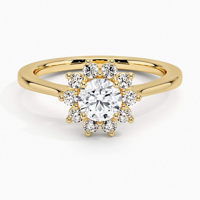Sunburst Halo Diamond Ring (1/4 ct. tw.) Yellow Gold 18k Round Engagement Ring