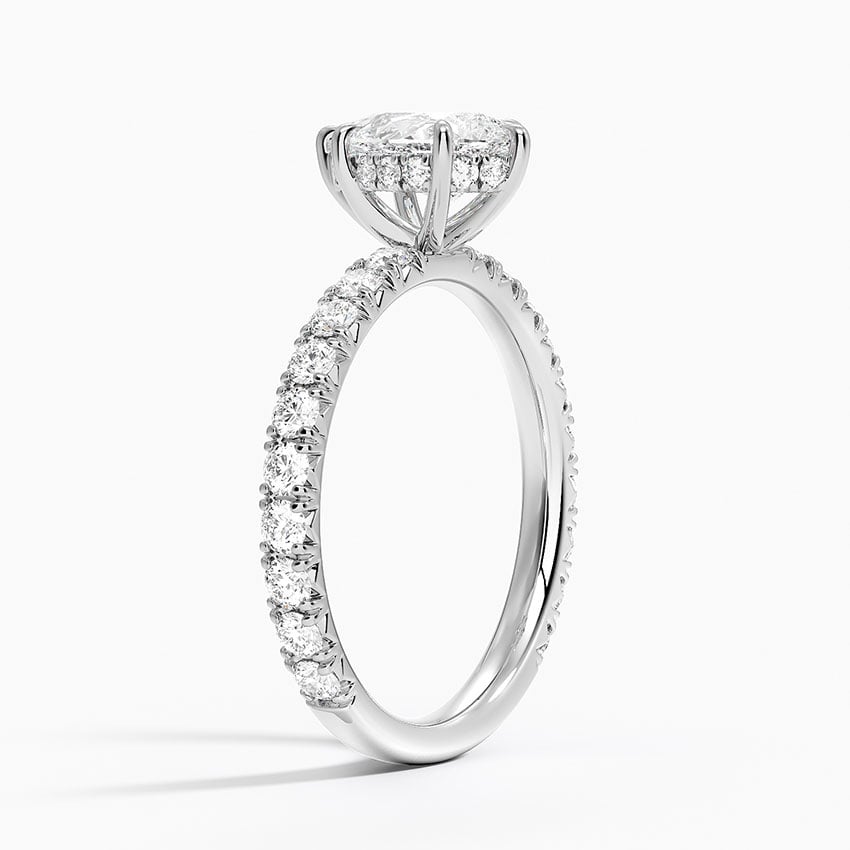 Perfect Fit French Pavé Diamond Ring Platinum Pear Engagement Ring