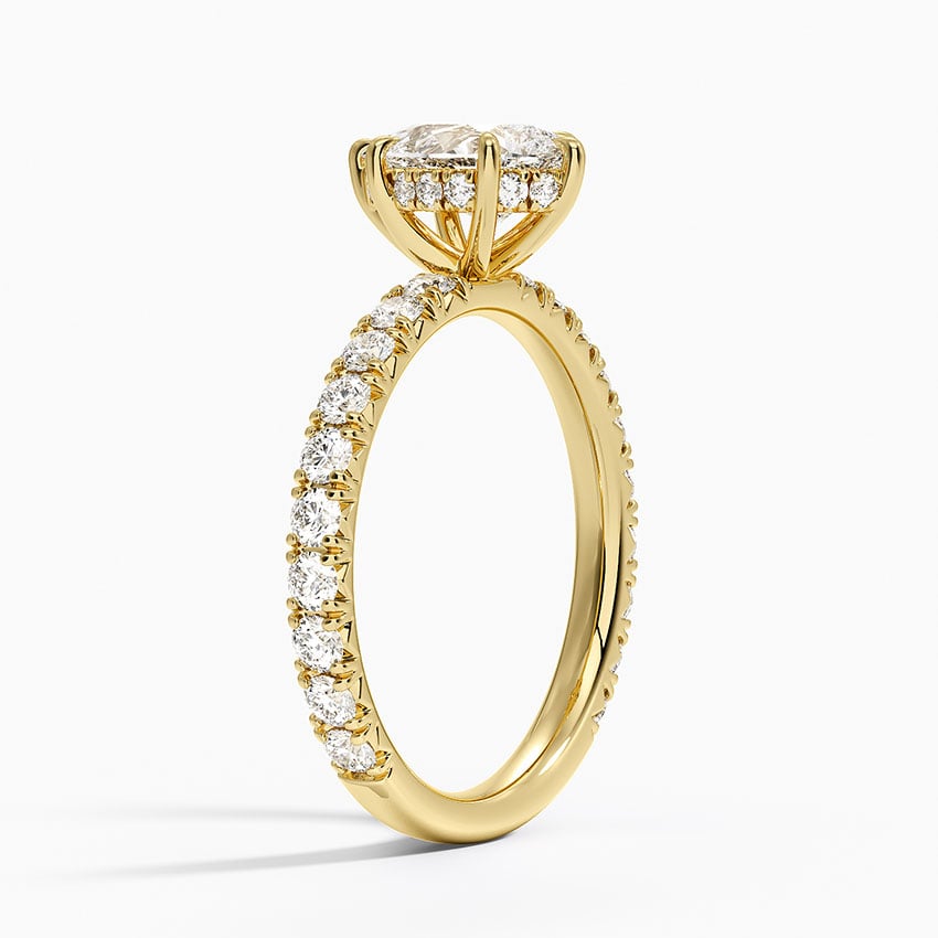 Perfect Fit French Pavé Diamond Ring Yellow Gold 18k Pear Engagement Ring
